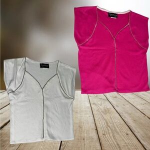 Angeltown White and Pink Crop Tops Set of 2